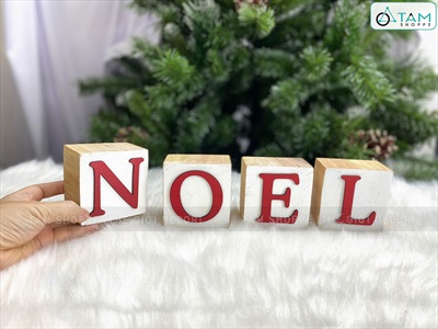 Bộ chữ NOEL xí ngầu vuông [Bằng gỗ - Dày] CHU-GO-17